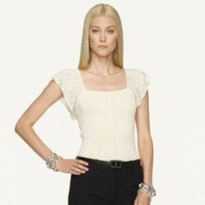HELP ME FIND Ralph Lauren Black Label Flutter Sleeve Cream Lace Blouse
